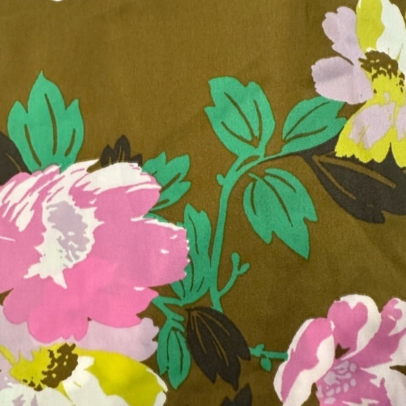 Aerie Floral Khaki Pink Spaghetti Strap Camisole Cami Ruffle Crop SZ M - Picture 4 of 5